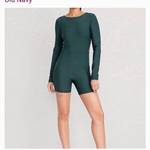 PowerSoft Long-Sleeve Bodysuit women old navy sports dark green glorious pine M